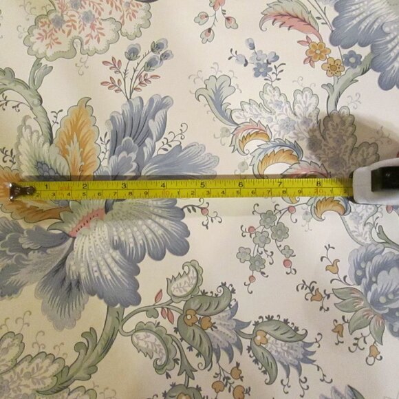 1970s Vintage Blue Floral Paisley Motif Wallpaper - Picture 4 of 9